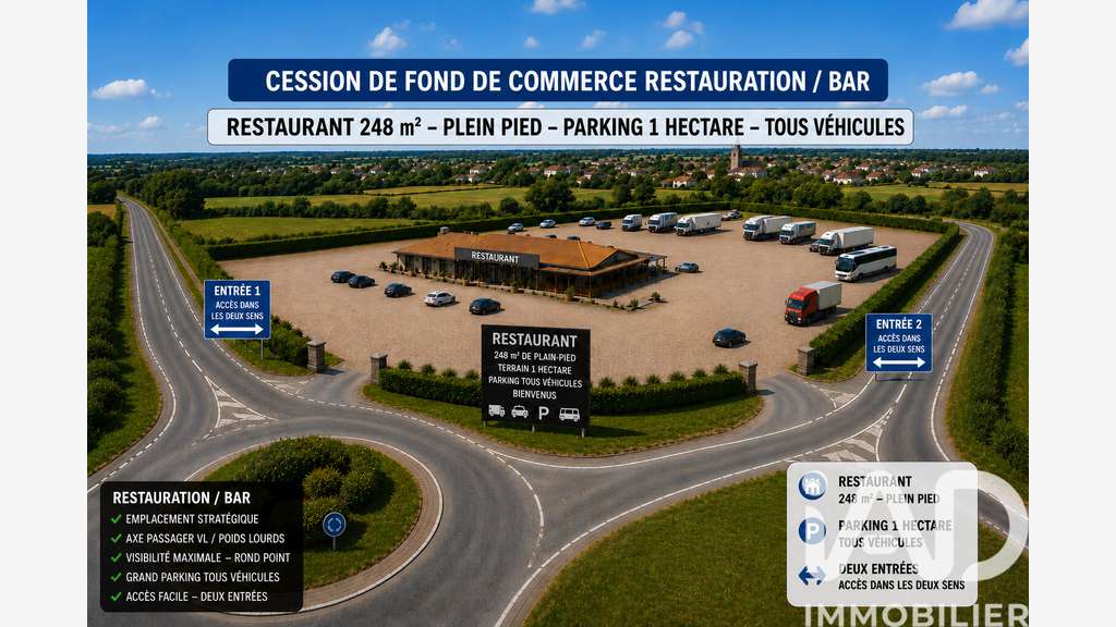 Vente restaurant bar sur axe passant à Ballée