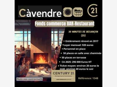 Vente restaurant bar licence 4 vallée du Doubs