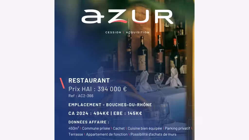 VENTE Beau restaurant dans les Bouches-du-Rhône