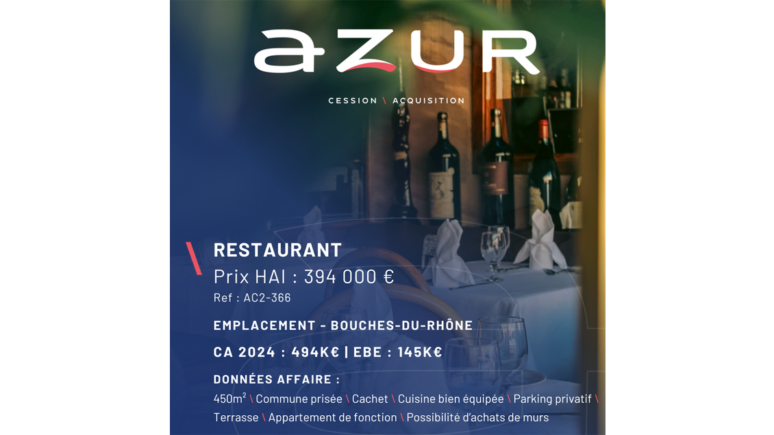 VENTE Beau restaurant dans les Bouches-du-Rhône