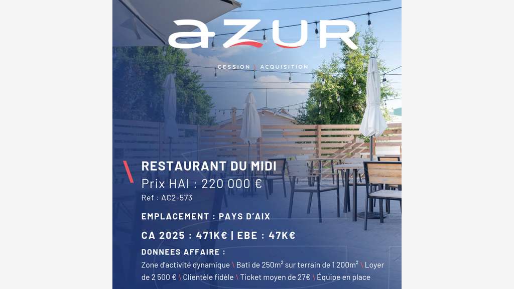 VENTE Restaurant du midi entre Aix et Marseille