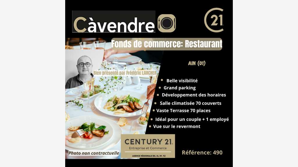 Vente restaurant sur axe routier dans l'Ain