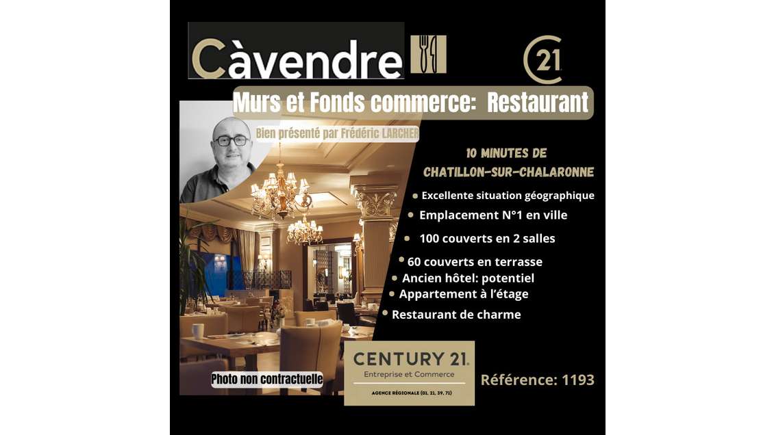 Vente restaurant murs et FDC prox Bourg-en-Bresse