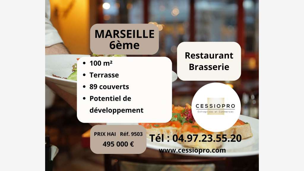 Vente restaurant brasserie terrasse à Marseille