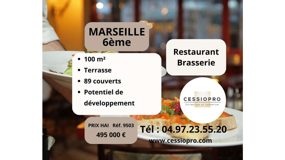 Vente restaurant brasserie terrasse à Marseille