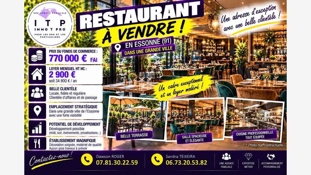 MAGNIFIQUE RESTAURANT DANS UNE GRANDE VILLE DE