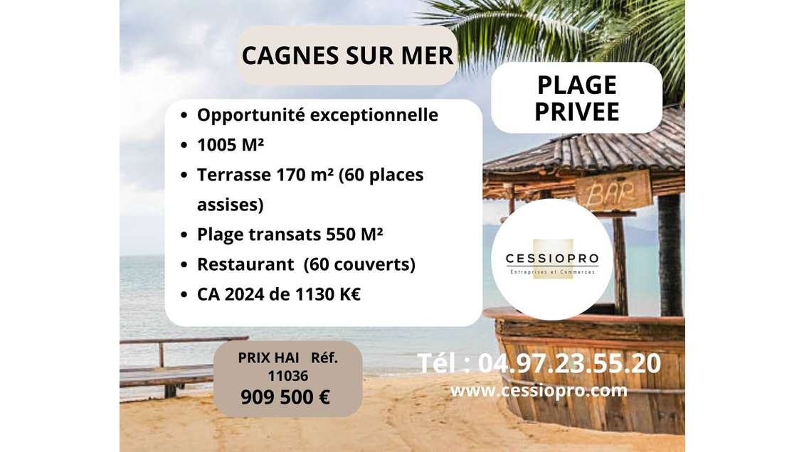 A vendre plage privée empl N°1 à Cagnes sur Mer