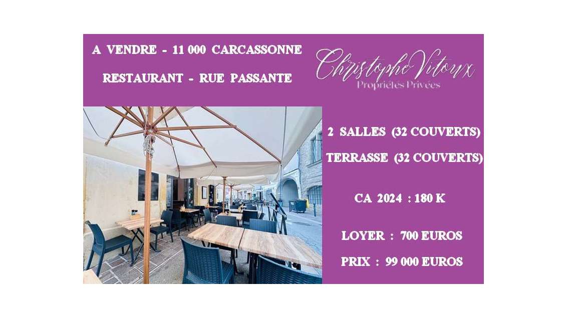 Vente restaurant avec terrasse à Carcassonne
