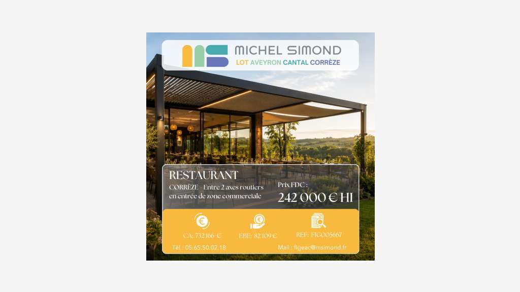 A vendre restaurant 200 couverts en Corrèze