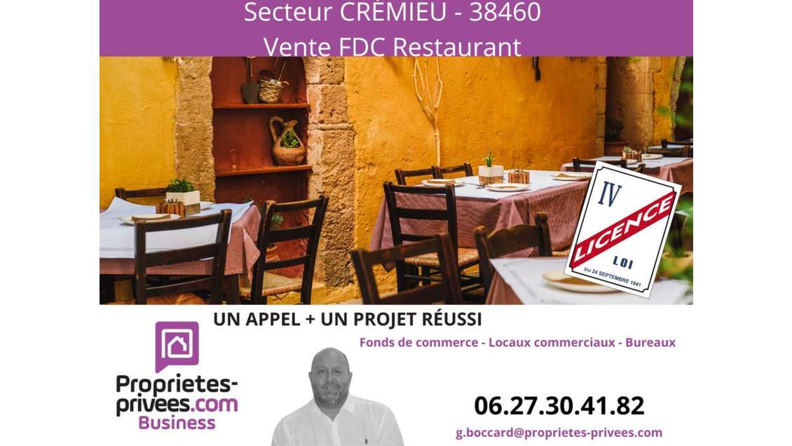 Vente bar restaurant secteur Crémieu