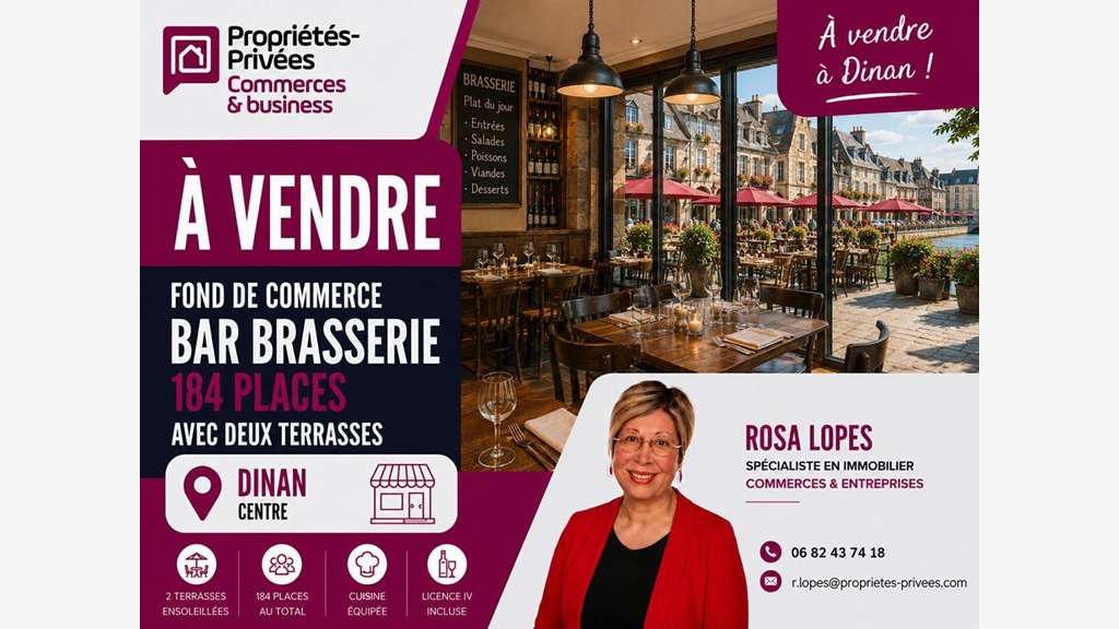 Cède bar brasserie en centre ville dynamique Dinan