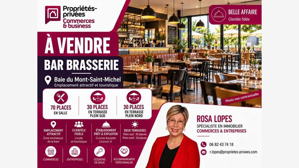 À VENDRE - FONDS DE COMMERCE BAR-BRASSERIE AVEC 