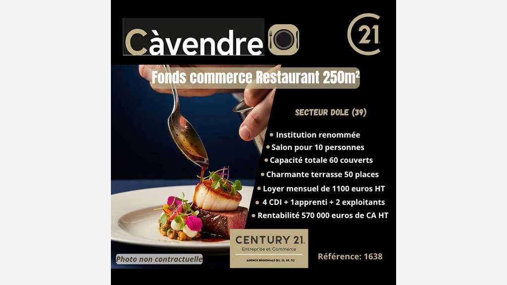 Vente restaurant de renommée secteur Dole