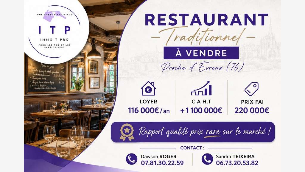 AV beau restaurant dans une grande ville de l'Eure