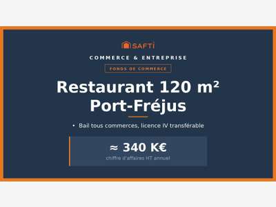 Cède fonds restaurant 120m² + terrasse port Fréjus