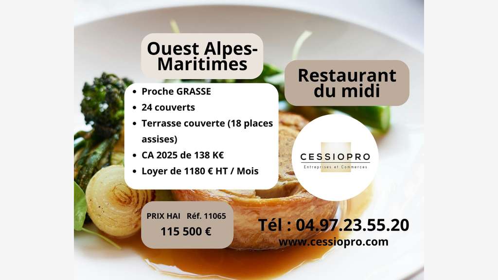 Vente restaurant du midi empl stratégique Grasse