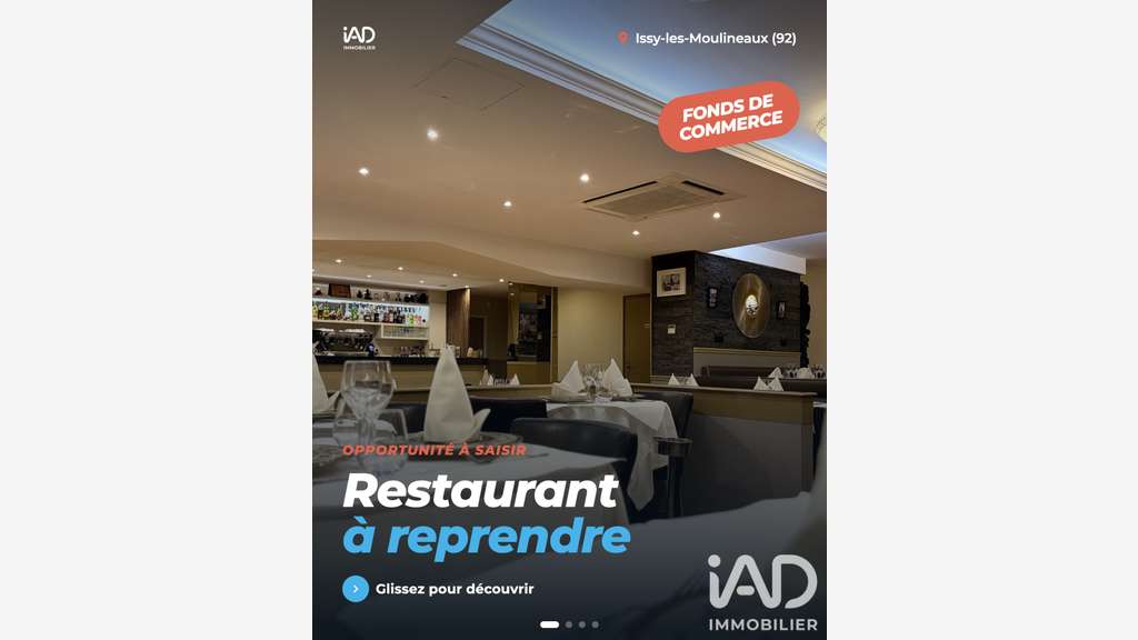 Vente restaurant 80 cvts à Issy-les-Moulineaux