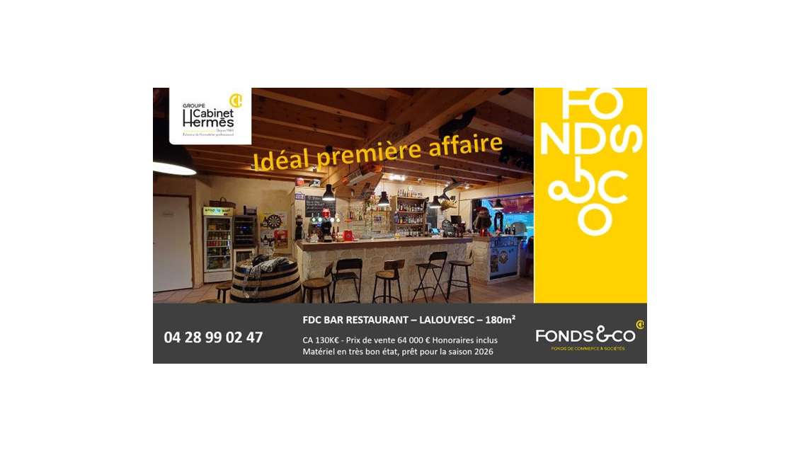 Vente FDC bar restaurant avec terrasse à Lalouvesc