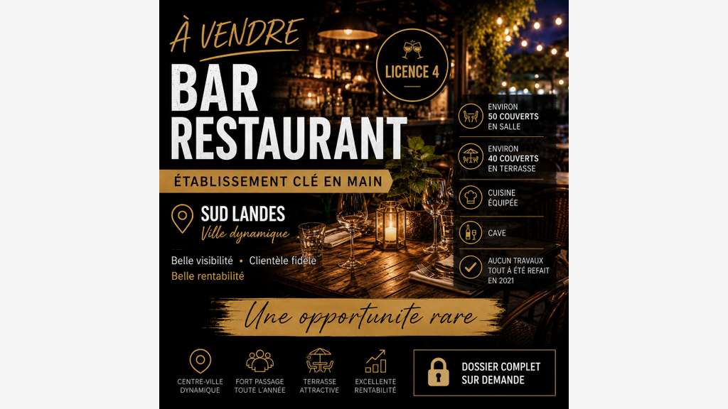 Bar restaurant Licence IV Sud Landes