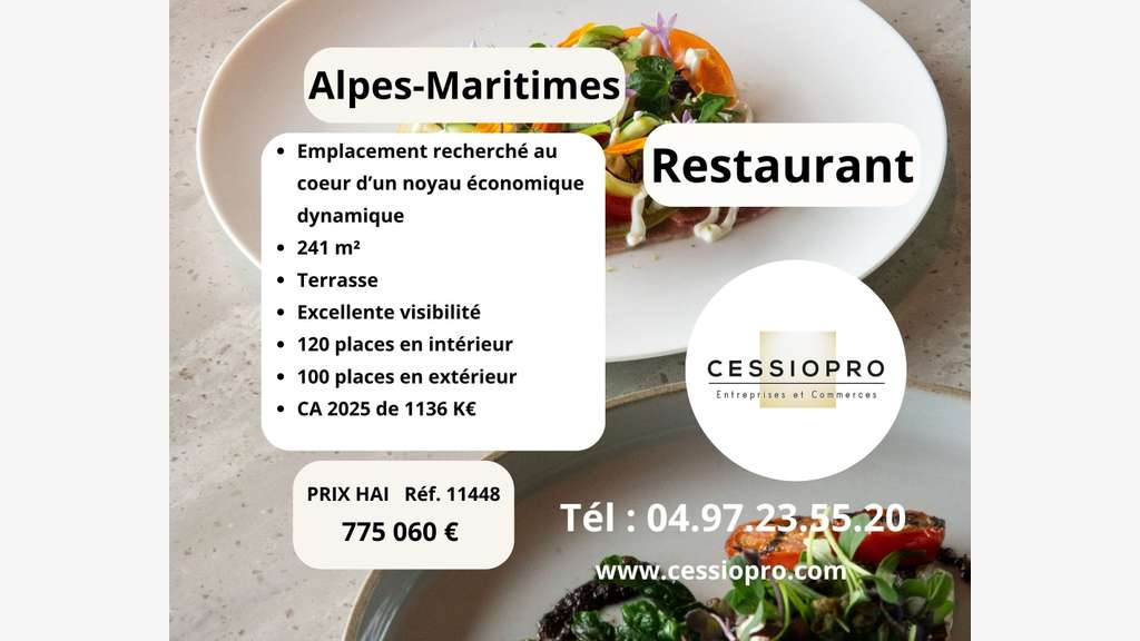 AV restaurant de caractère avec terrasse au Cannet