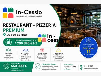 Restaurant pizzeria à vendre empl premium au Mans