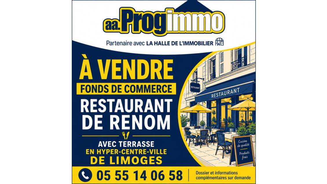 Vente restaurant de renom hyper centre de Limoges