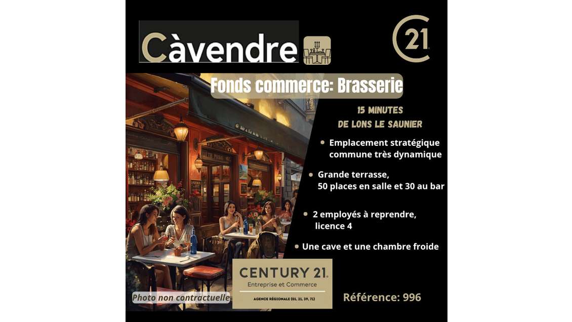 Vente fonds restaurant à 15 min de Lons le Saunier