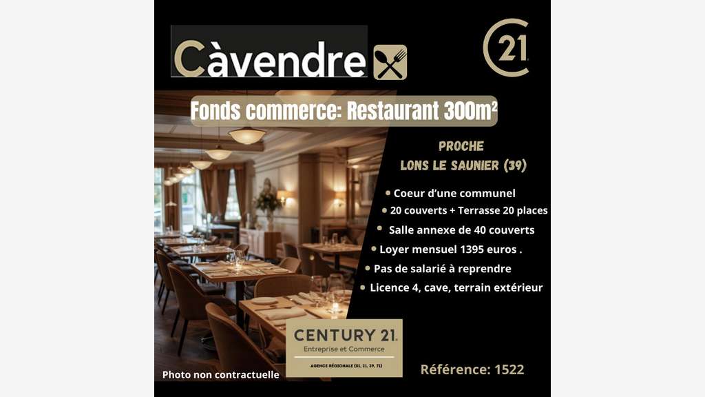Vente restaurant centre ville prox Lons le Saunier