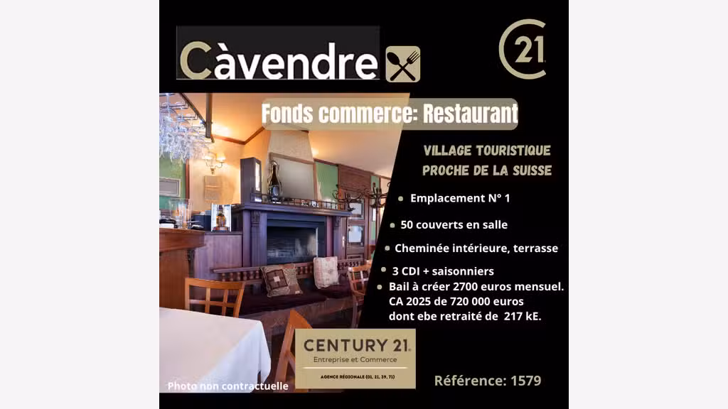 Vente restaurant de village station touristique 39
