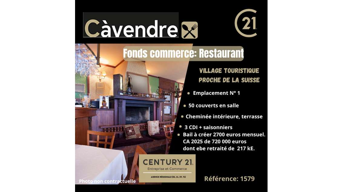 Vente restaurant de village station touristique 39