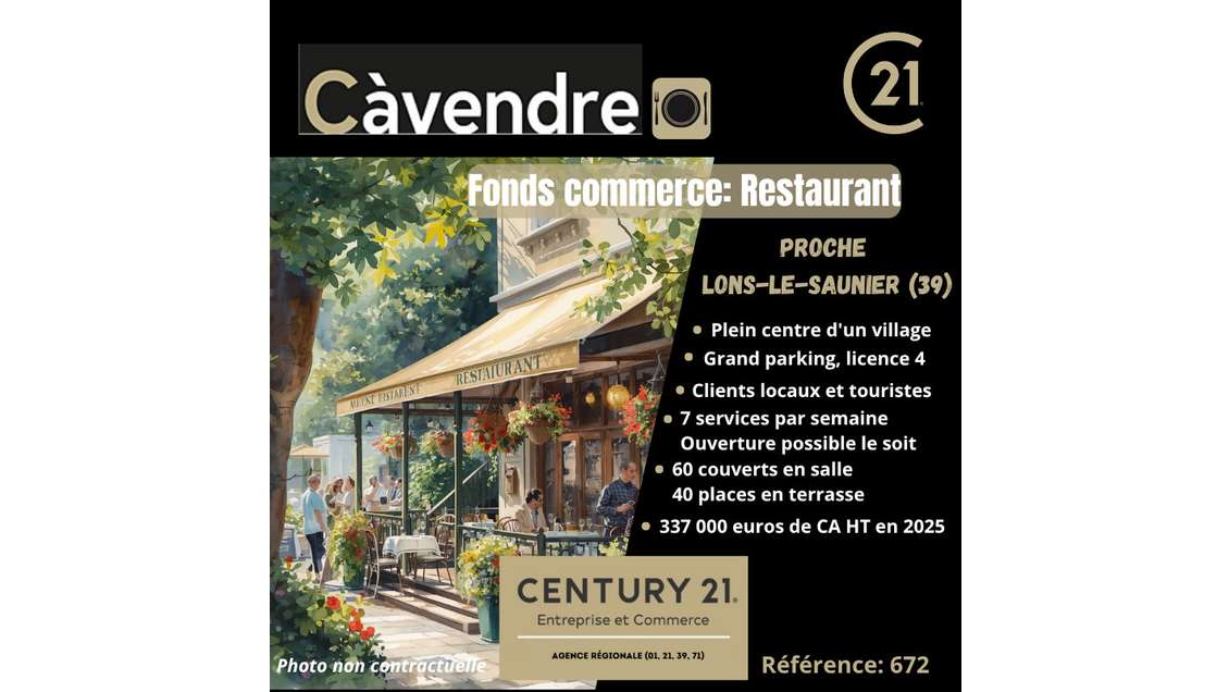 vente restaurant village proche Lons le Saunier