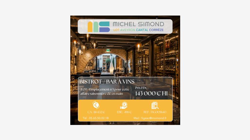 AV bistrot bar à vins saisonnier dans ville du Lot