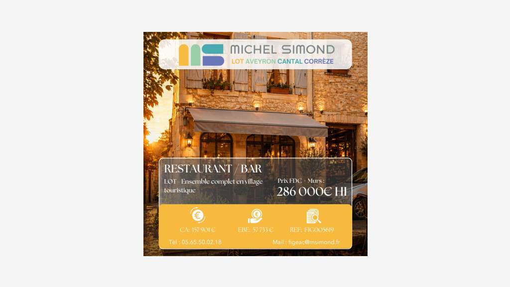 Bar restaurant licence IV terrasse village du Lot