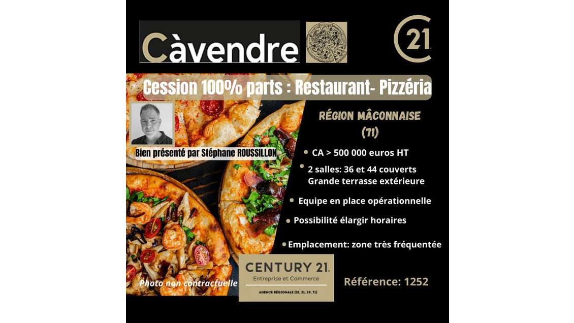 A vendre fonds de pizzeria de 240m² proche Macon