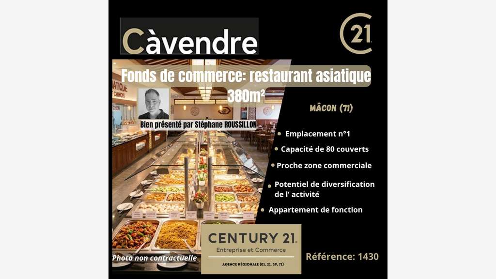 AV restaurant asiatique 80 couverts empl N°1 Mâcon