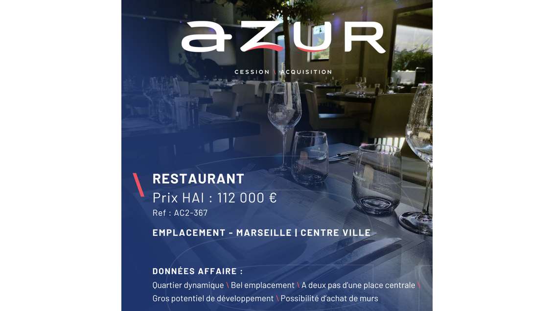 VENTE Restaurant dans quartier dynamique Marseille