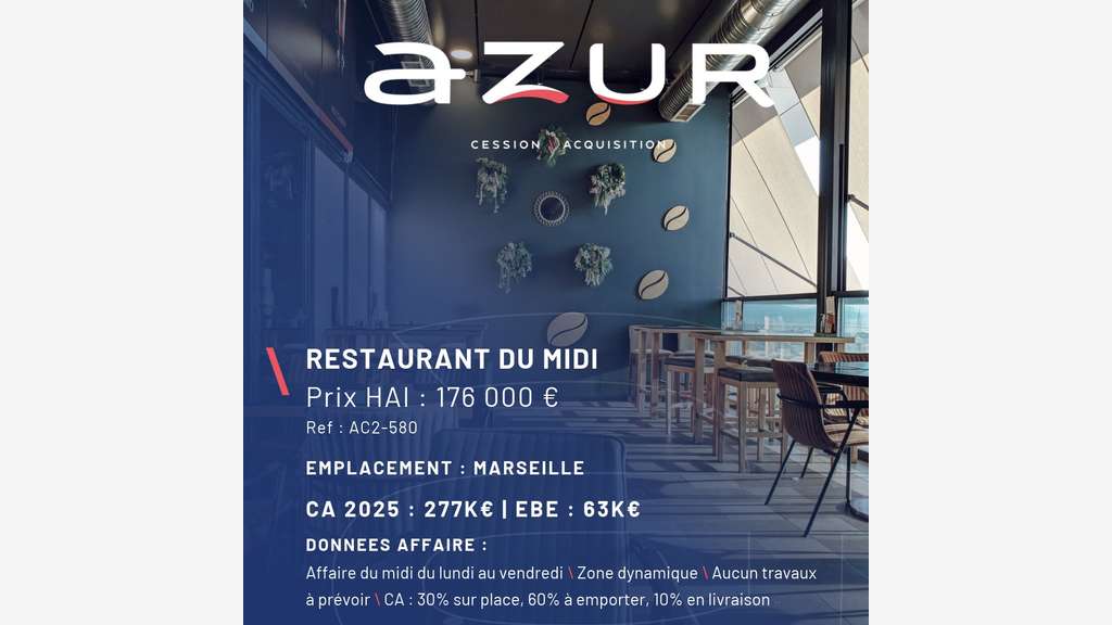 VENTE Restaurant du midi zone d'affaires Marseille