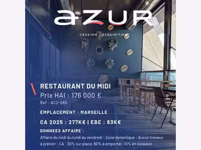 VENTE Restaurant du midi zone d'affaires Marseille