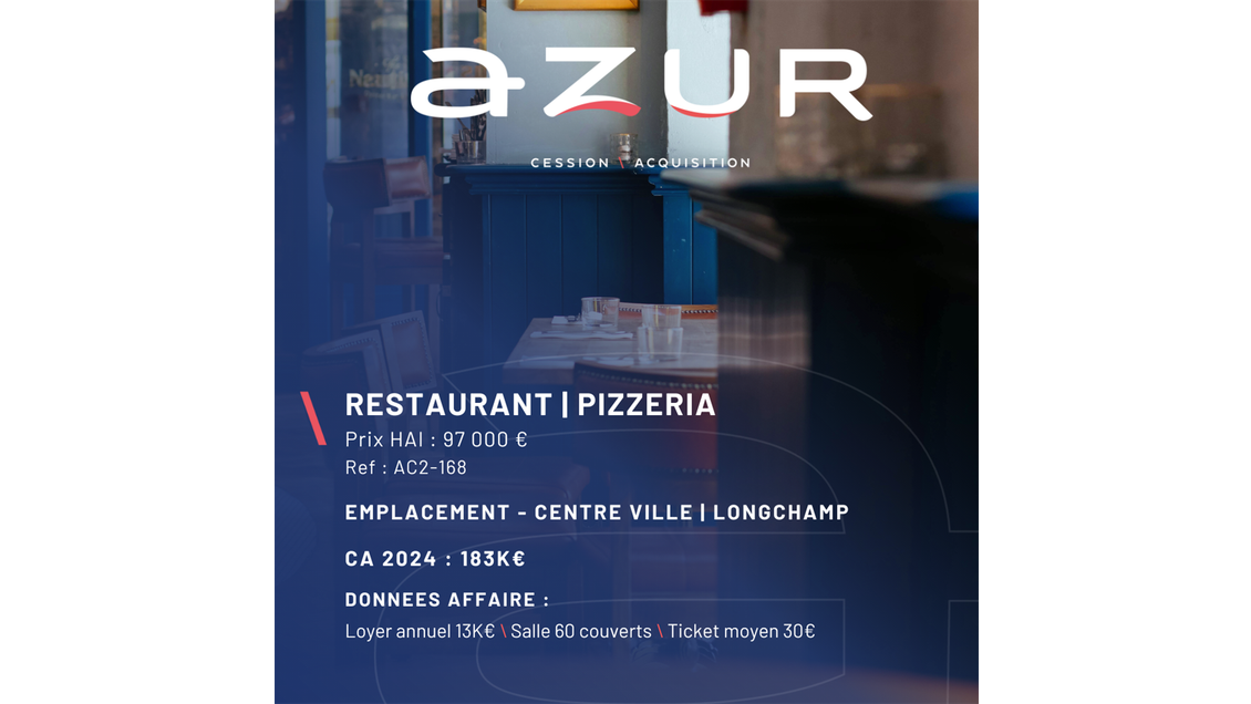 VENTE Restaurant Pizzeria Palais Longchamp