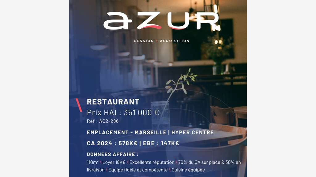 VENTE Restaurant à thème Marseille Hyper Centre