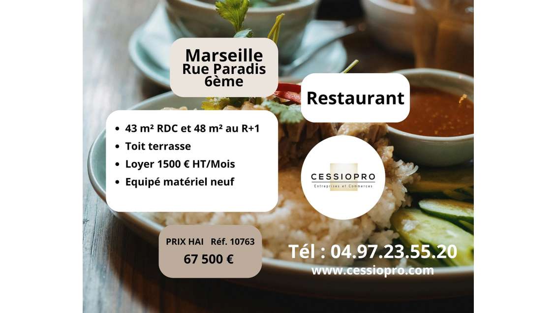 Vente restaurant 91m² rue paradis Marseille 13006