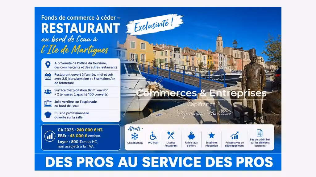 Restaurant avec terrasses à vendre à Martigues