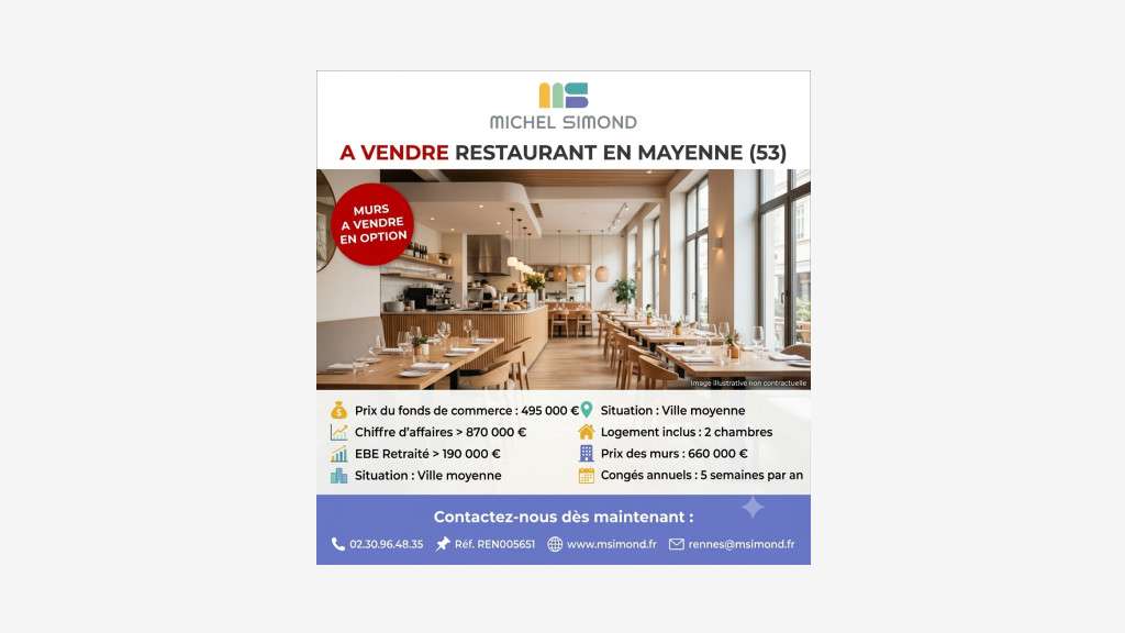 Vente restaurant du midi Mayenne axe pénétrant