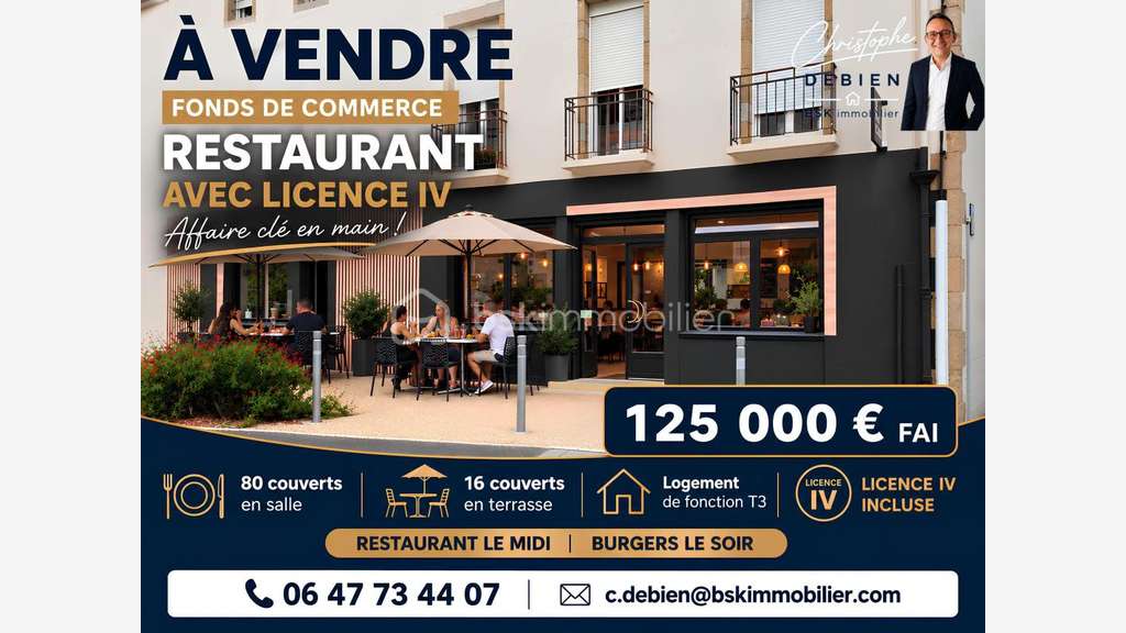 Vente restaurant burgers 96 cvts secteur Montaigu