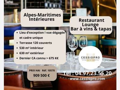 Vente restaurant lounge 630m² dept Alpes-Maritimes