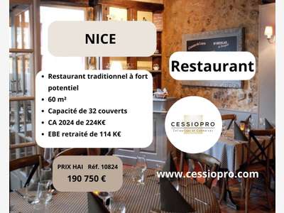 Cède restaurant traditionnel à fort potentiel Nice