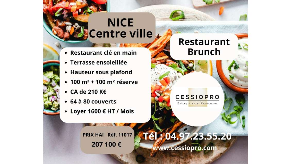 A vendre restaurant de brunch clé en main à Nice