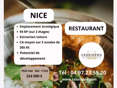 A vendre restaurant 94m² à Nice empl stratégique