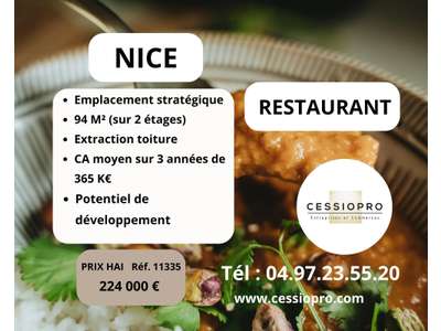 Vente Restaurant à Nice