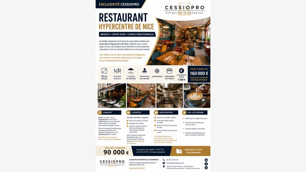 AV restaurant brunch & midi hyper centre de Nice